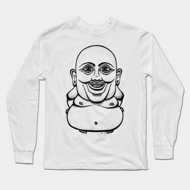 Happy Buddha - Black Long Sleeve T-Shirt by The Soul Creative